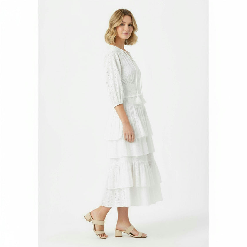 Karmin Womens Ruffle Skirt White Eyelet, White Eyelet