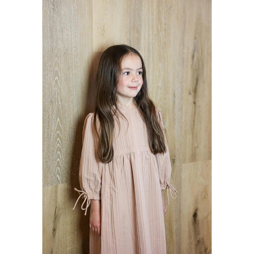 Striped Faux Tab 3/4 Sleeve Dress