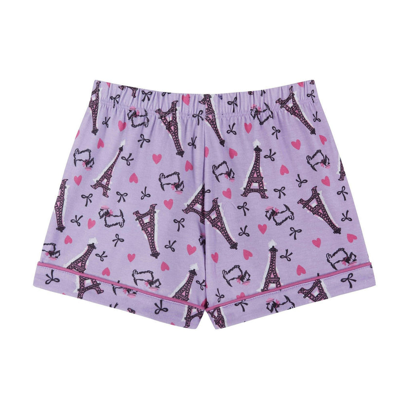Girls Purple Print Pajama Set | Paris Hearts