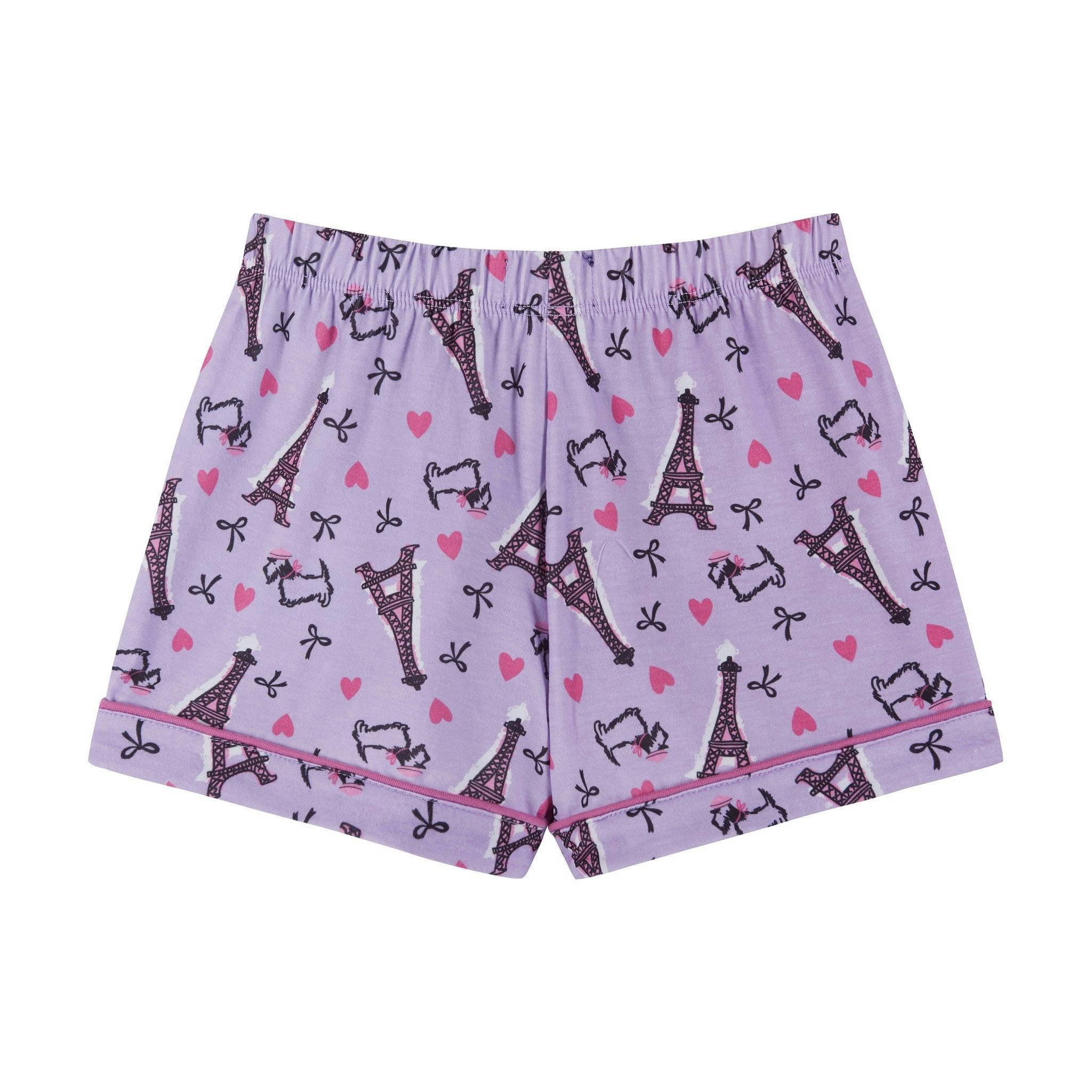 Girls Purple Print Pajama Set | Paris Hearts