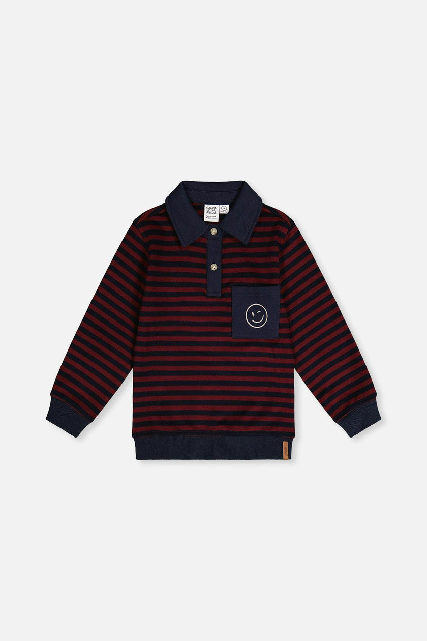 Brushed Jersey Top Red And Blue Stripes