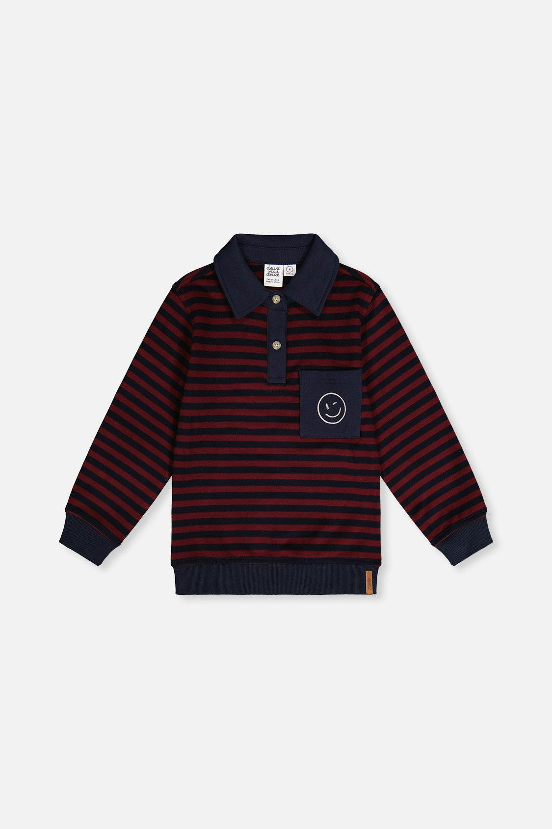 Brushed Jersey Top Red And Blue Stripes