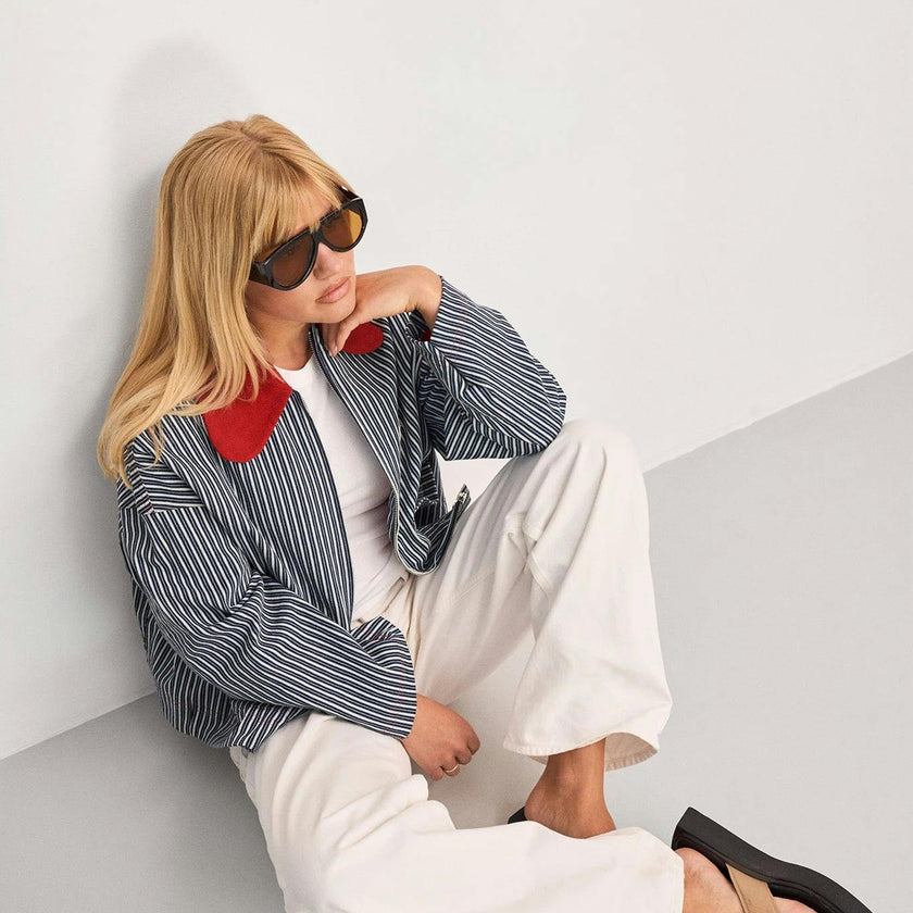 women's denim jacket - wave stripes