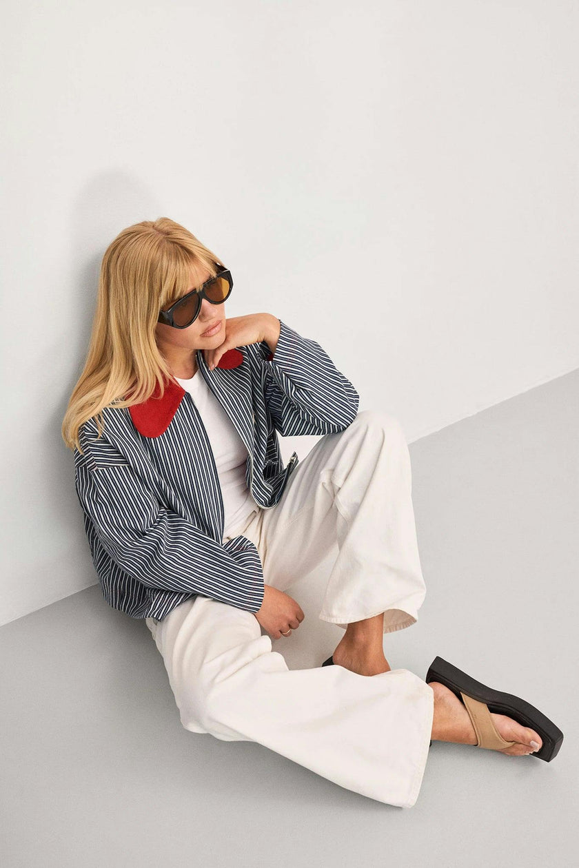 women's denim jacket - wave stripes