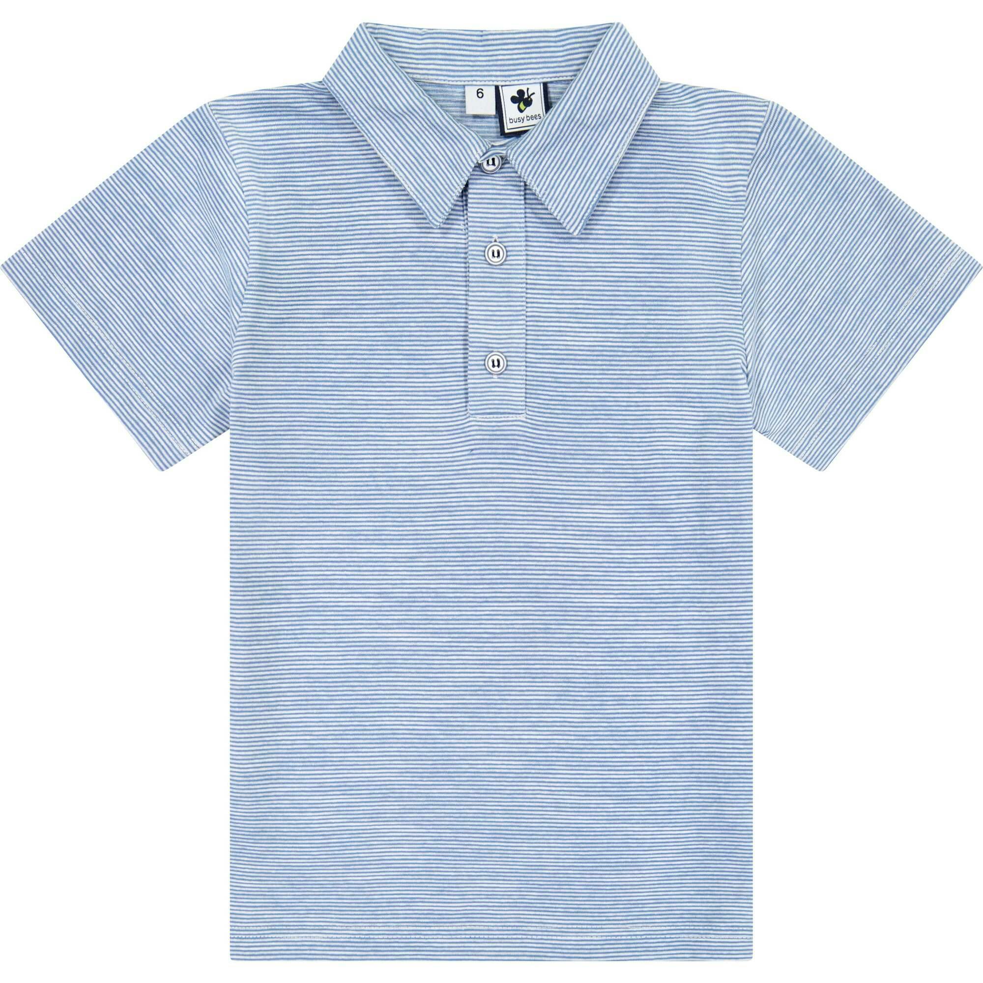Busy Bees Short Sleeve Polo, Stripes