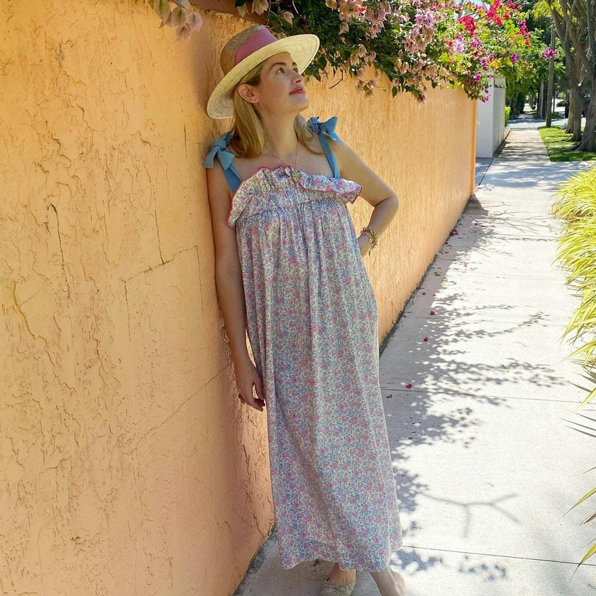 Zinnia Sun Hat - Wide & Short Red Grosgrain Ribbon