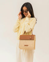 Medium Insulated Hand-Woven Wicker Lunchbox, Natural & Brown