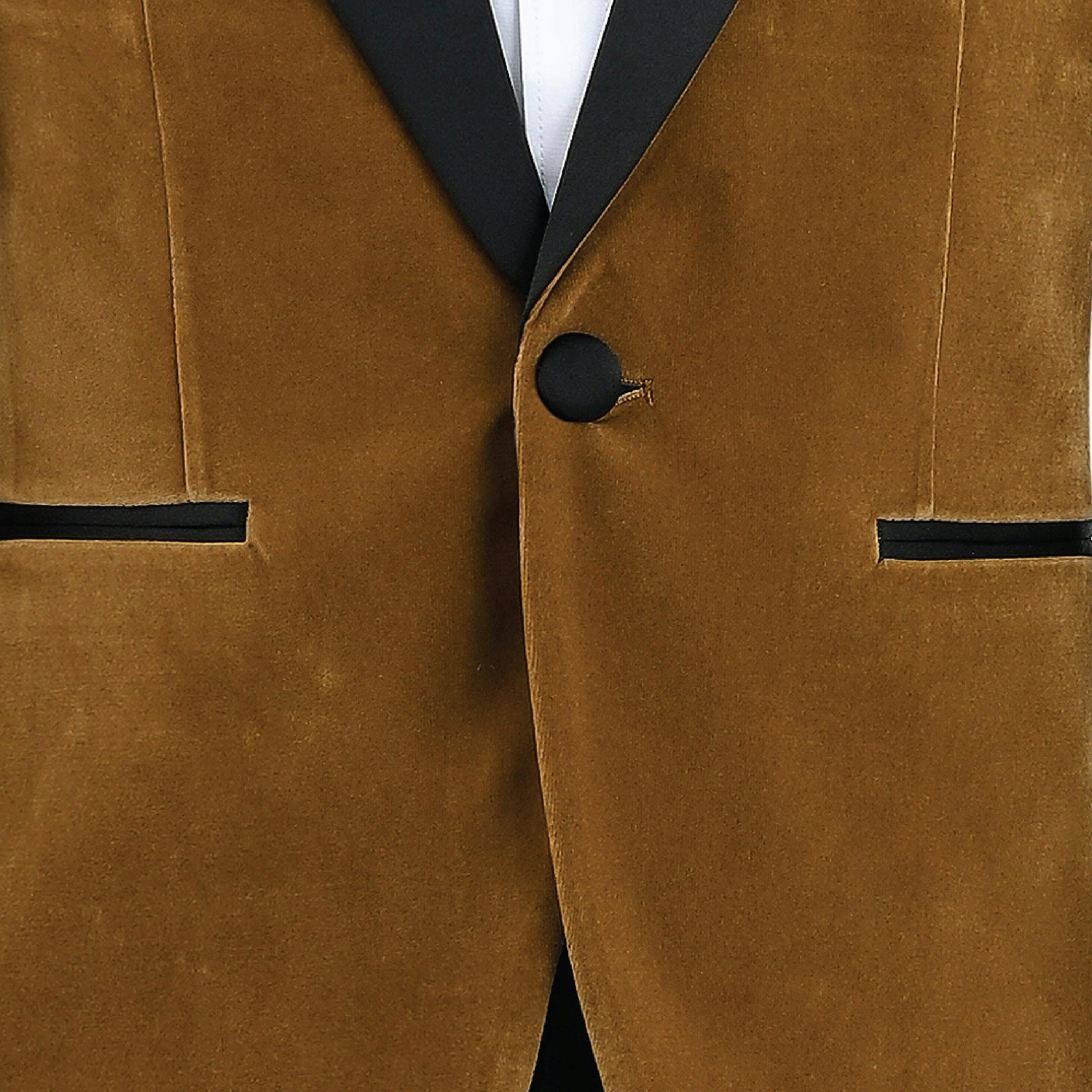 Brown Velvet Suit with Black Accents