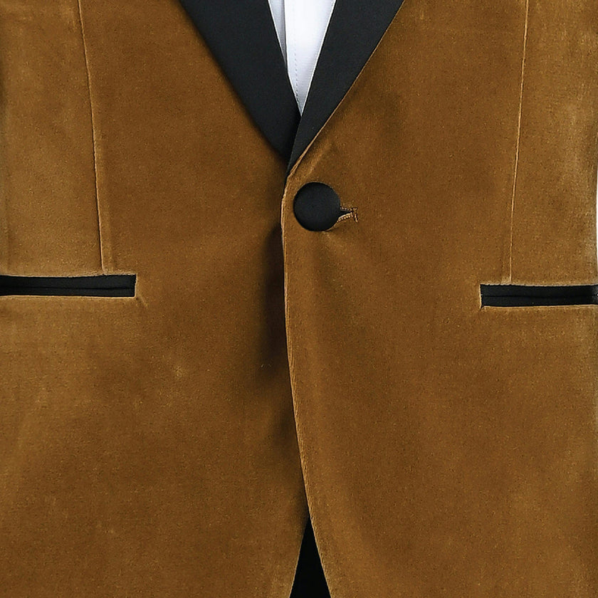 Brown Velvet Suit with Black Accents