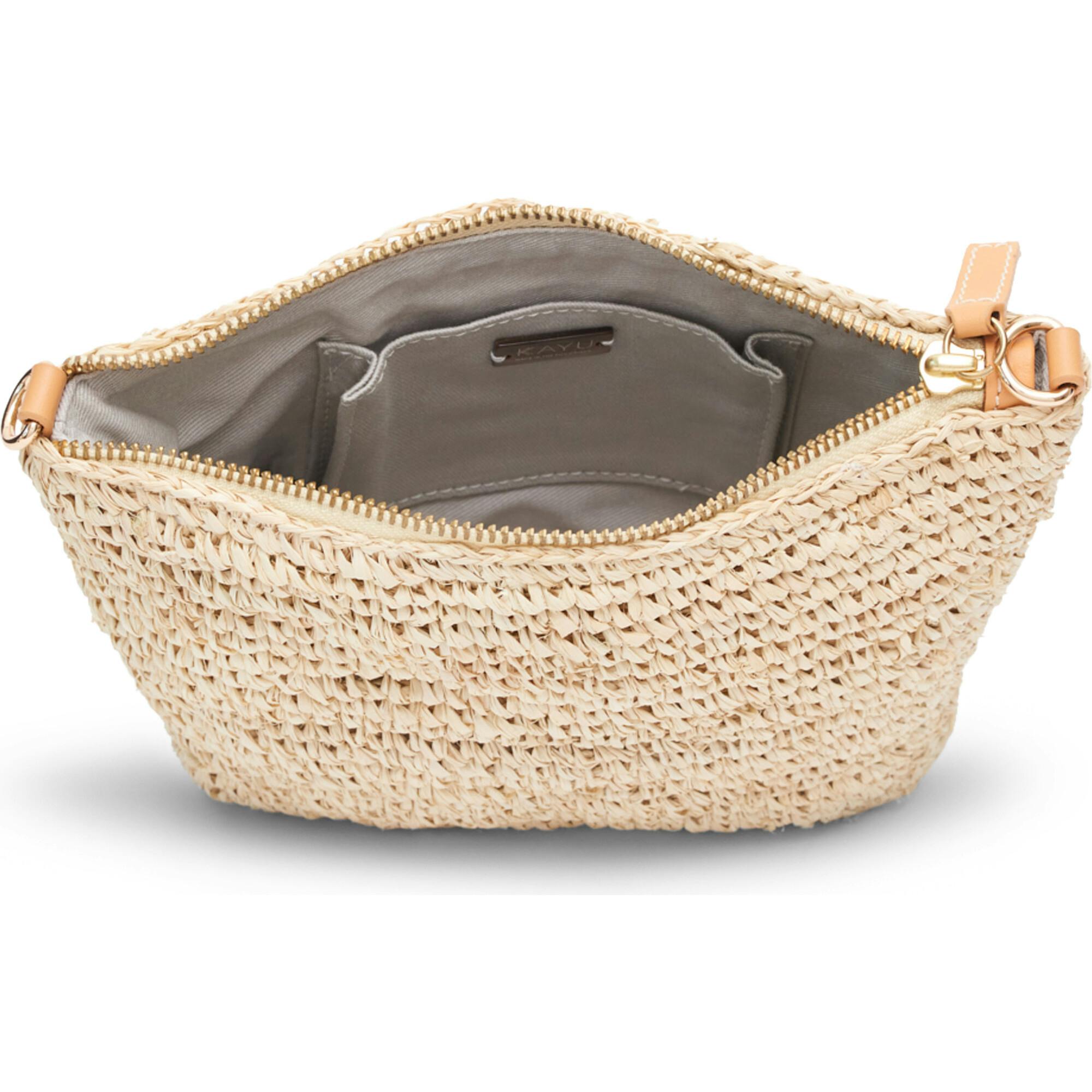 Women's Harley Leather Strap Small Woven Raffia Bag