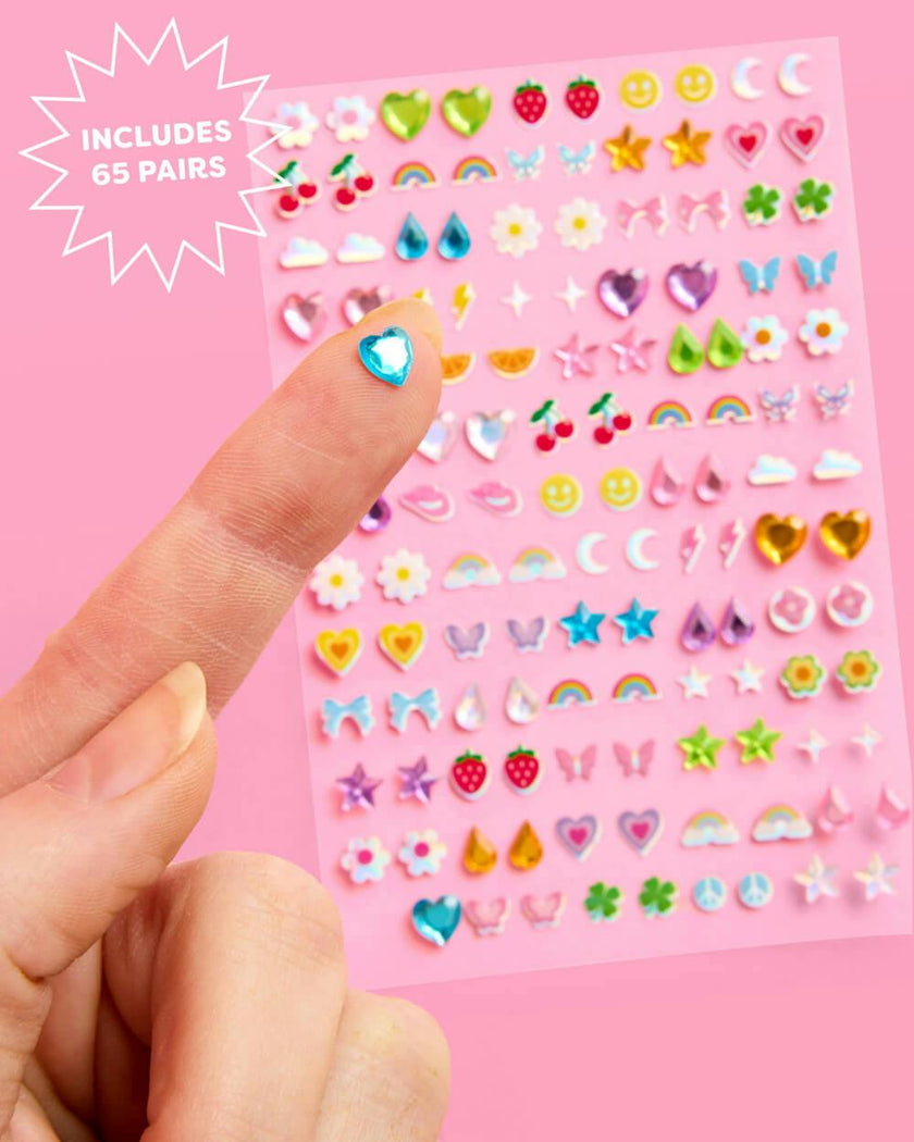 Girly Stick On Earrings - 65 sets, 130 pieces
