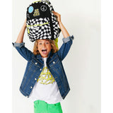 Checkered Pattern Backpack With Patches