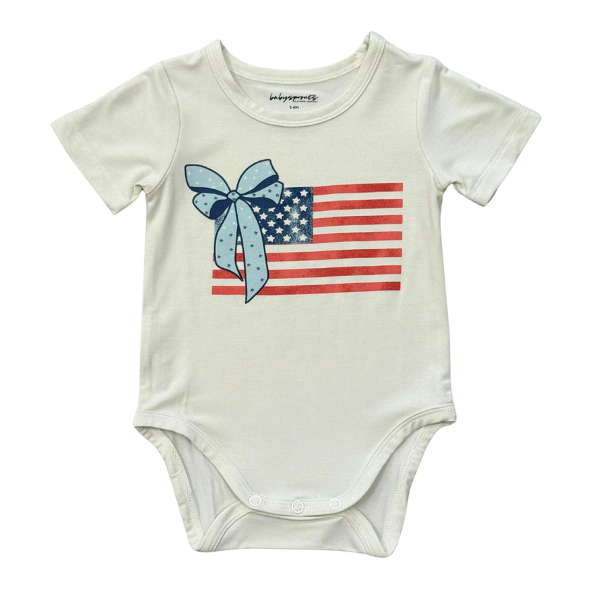 Baby Girl Short Sleeve Bodysuit in American Flag