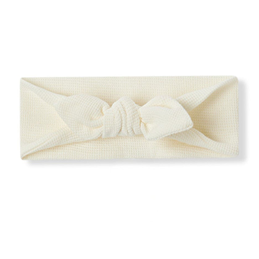 Cream Waffle Knotted Solid Headband