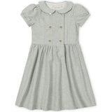 Organic Double Breasted Flannel Dress with Collar, Grey