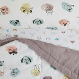 Cotton Muslin Toddler Bedding 3 Piece Set - Watercolor Critters