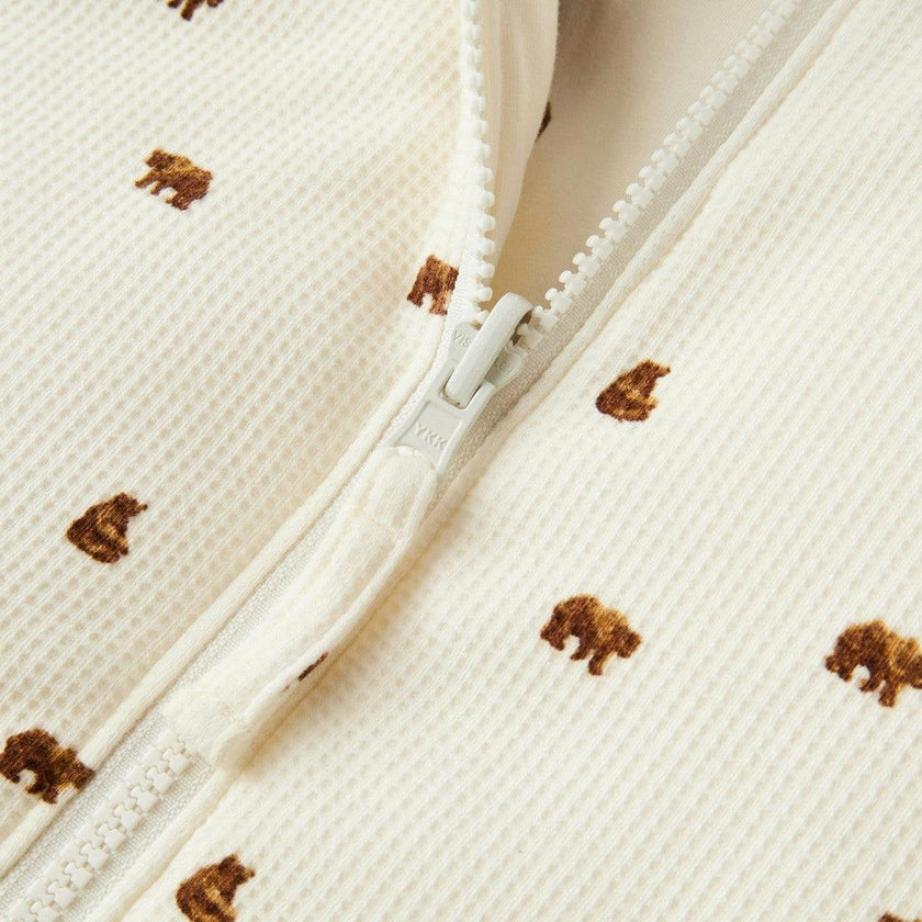 Honey Reversible Waffle Knit Hooded Jacket