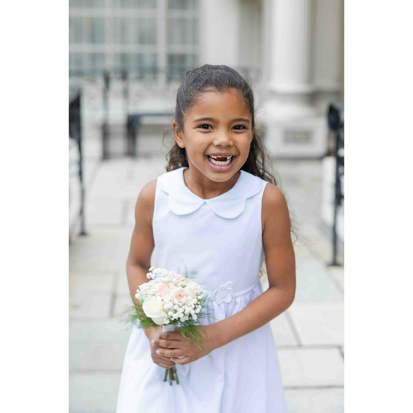 White Pique Flower Dress