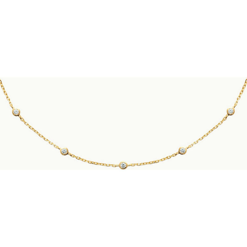 Crystal Solitaire Necklace, 14k Gold Plated