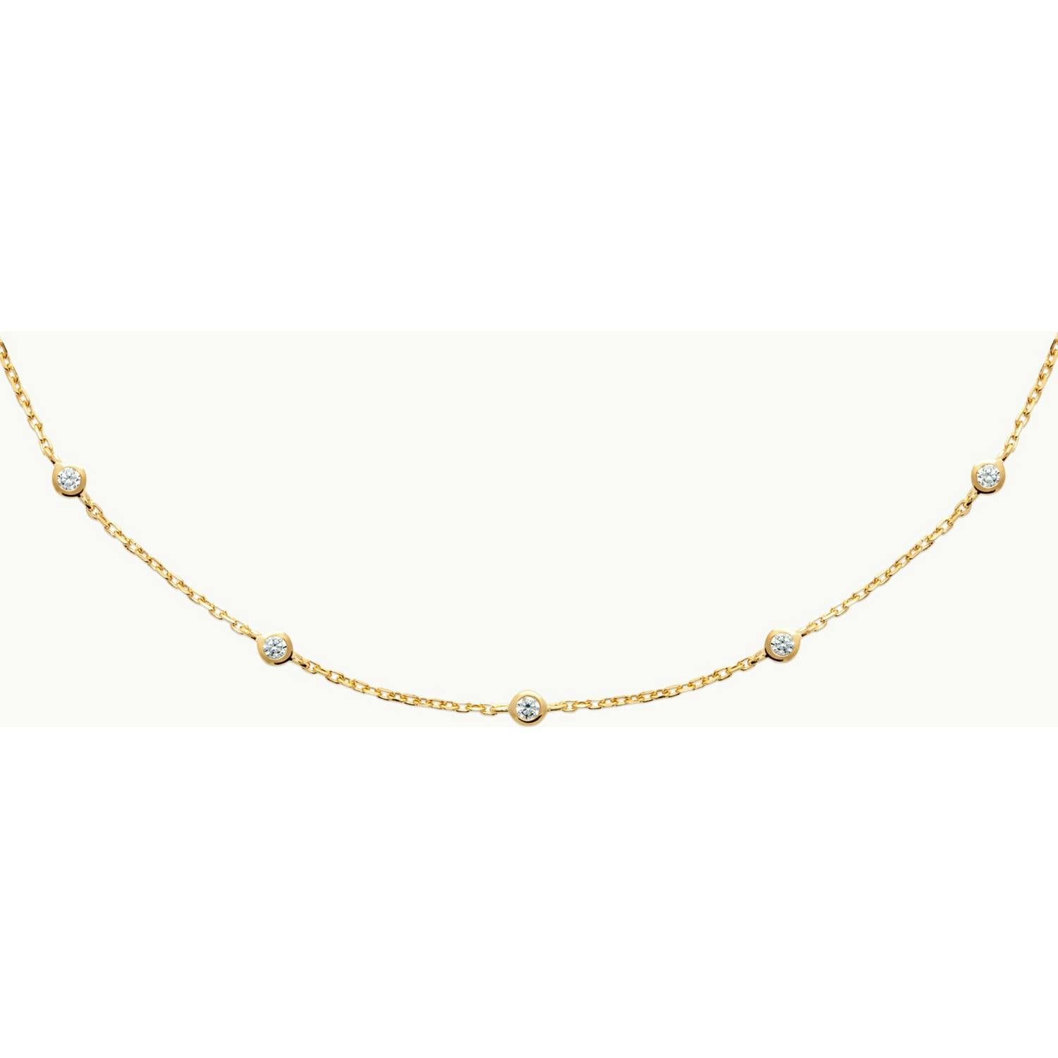 Crystal Solitaire Necklace, 14k Gold Plated