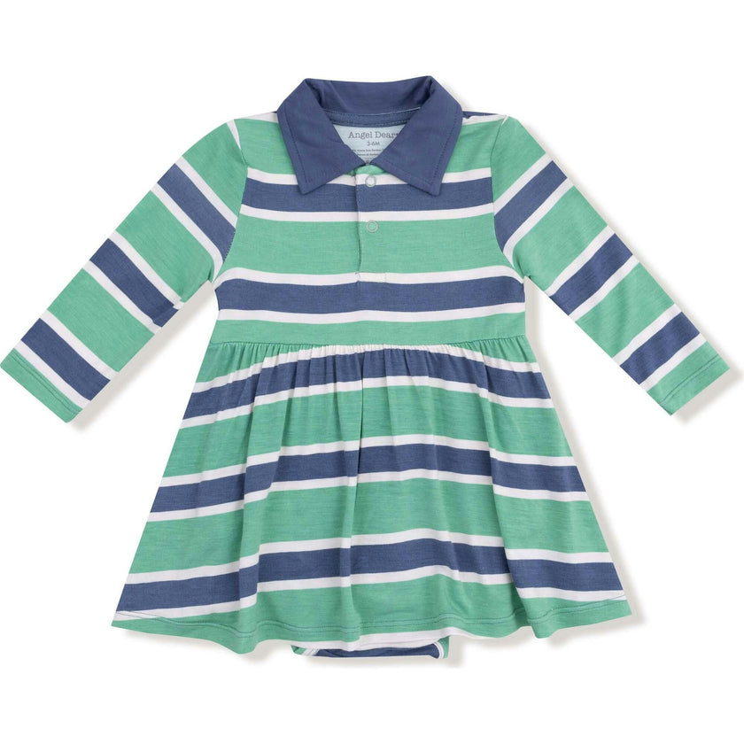 Rugby Stripe - Long Sleeve Polo Bodysuit Dress