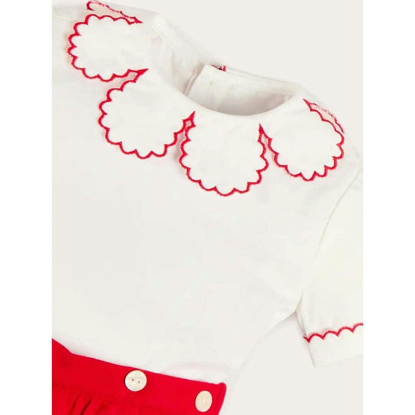 Dahlia Petal Collar Short Sleeve Two Piece Set in Red (6mths-3yrs)
