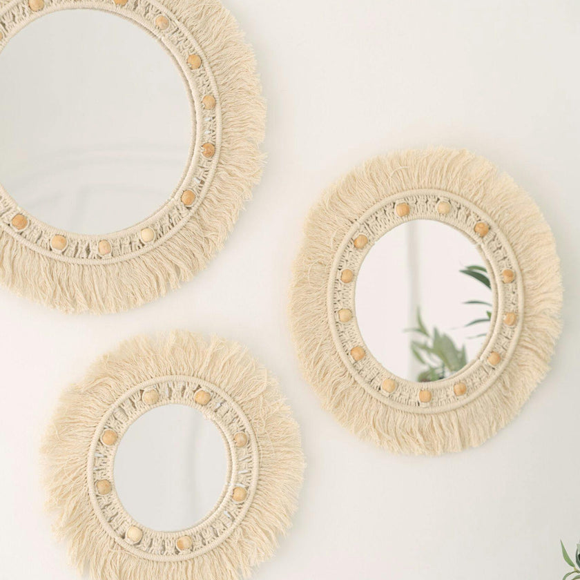 Willow Mirror Macrame Wall Decor (Set of 3)