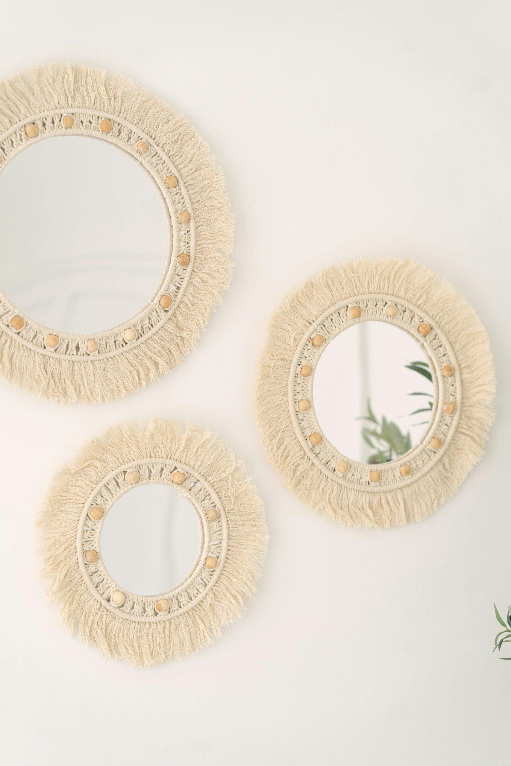 Willow Mirror Macrame Wall Decor (Set of 3)