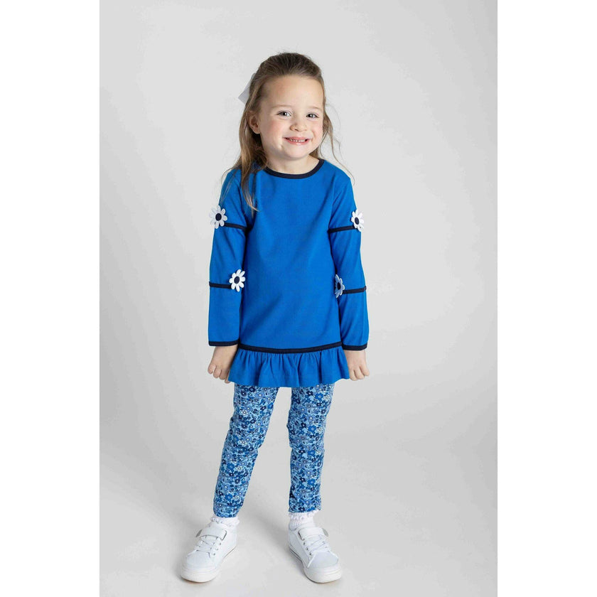 Knit Tunic With Flowers And Floral Leggings