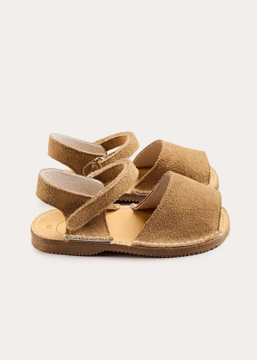 Open Toe Suede Sandals in Camel (21-30EU)