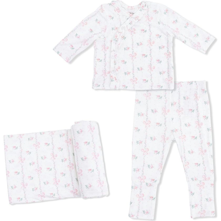 Dainty Buds and Bows - Take Me Home Set with Convertible Pant  & Swaddle Blanket Set