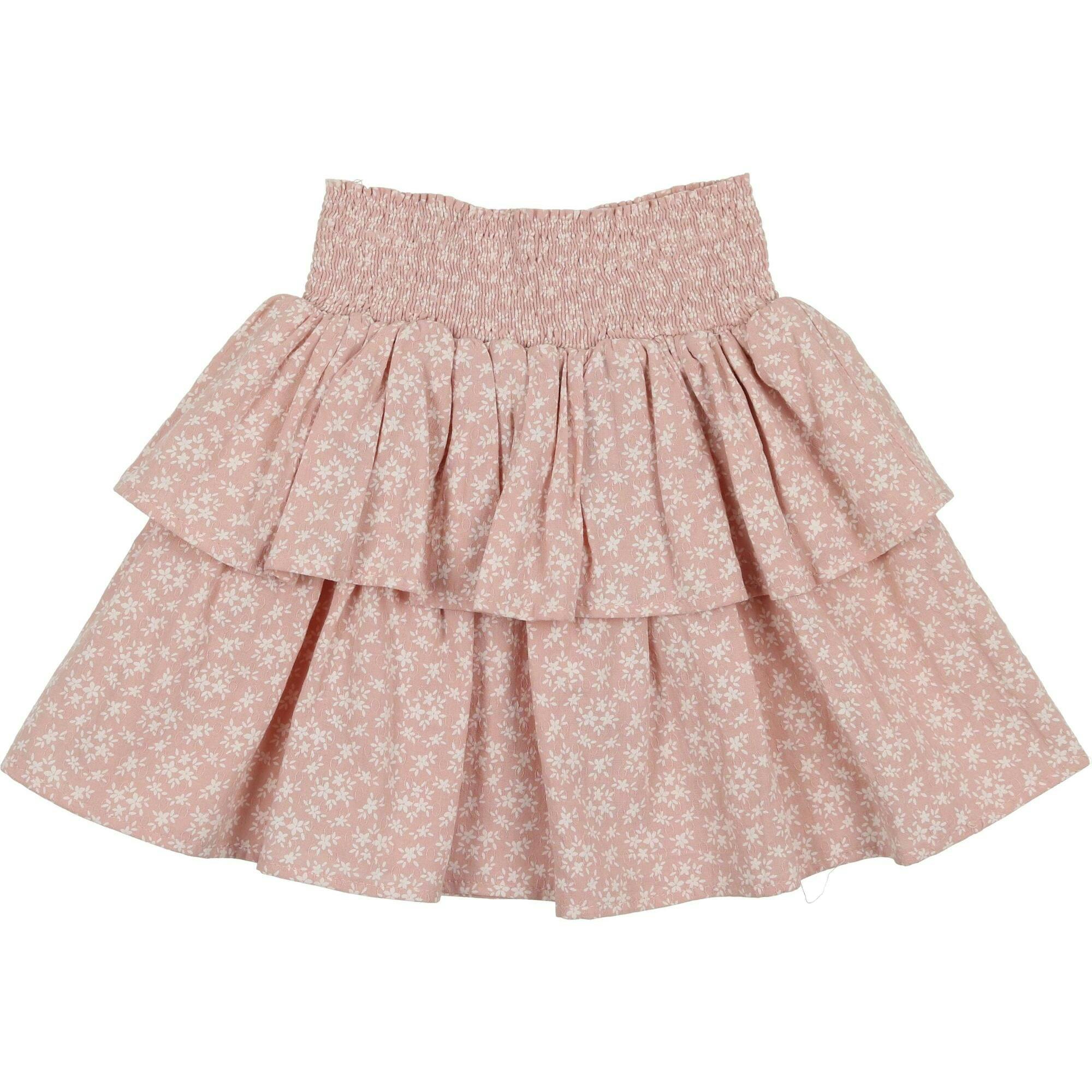 Textured Floral 2-Tired Short Skirt
