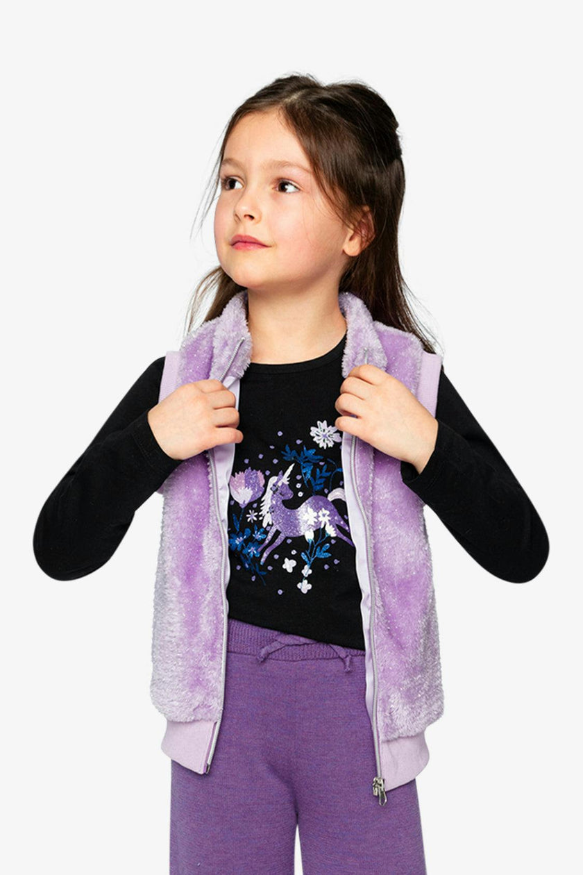 Faux Fur Sleeveless Vest Violet