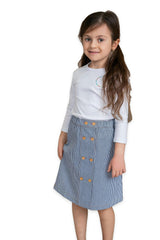Stripe Woven Denim Skirt