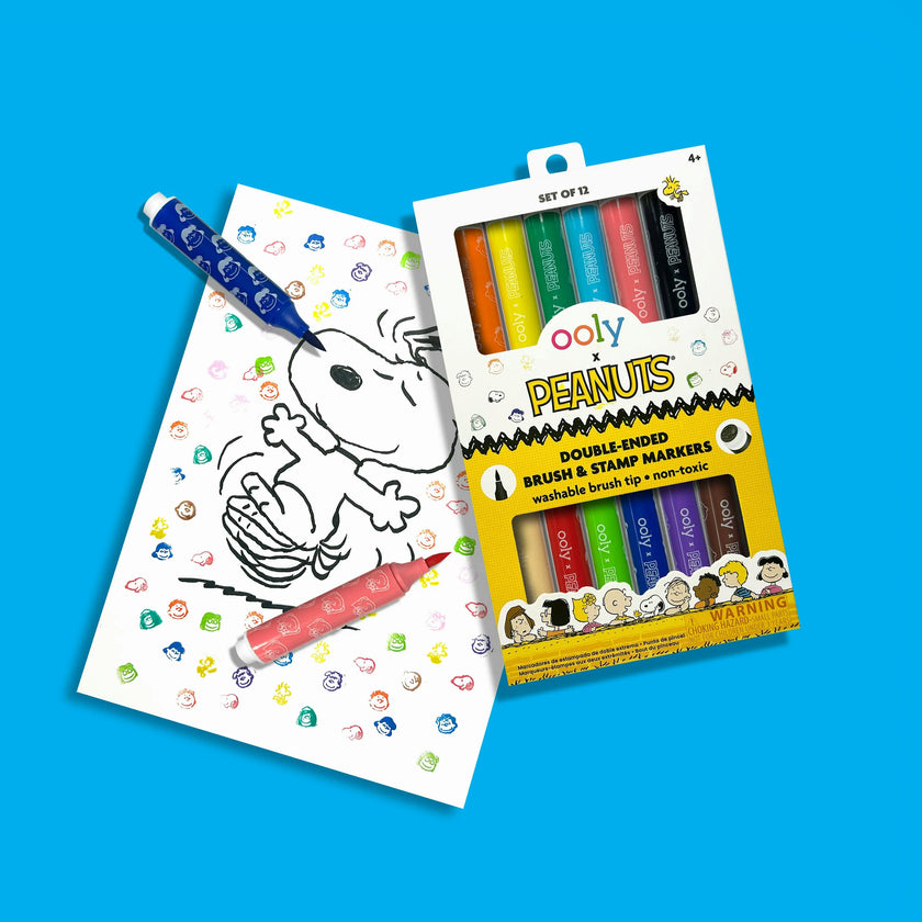 OOLY x Peanuts Double-Ended Brush & Stamp Markers - Set of 12