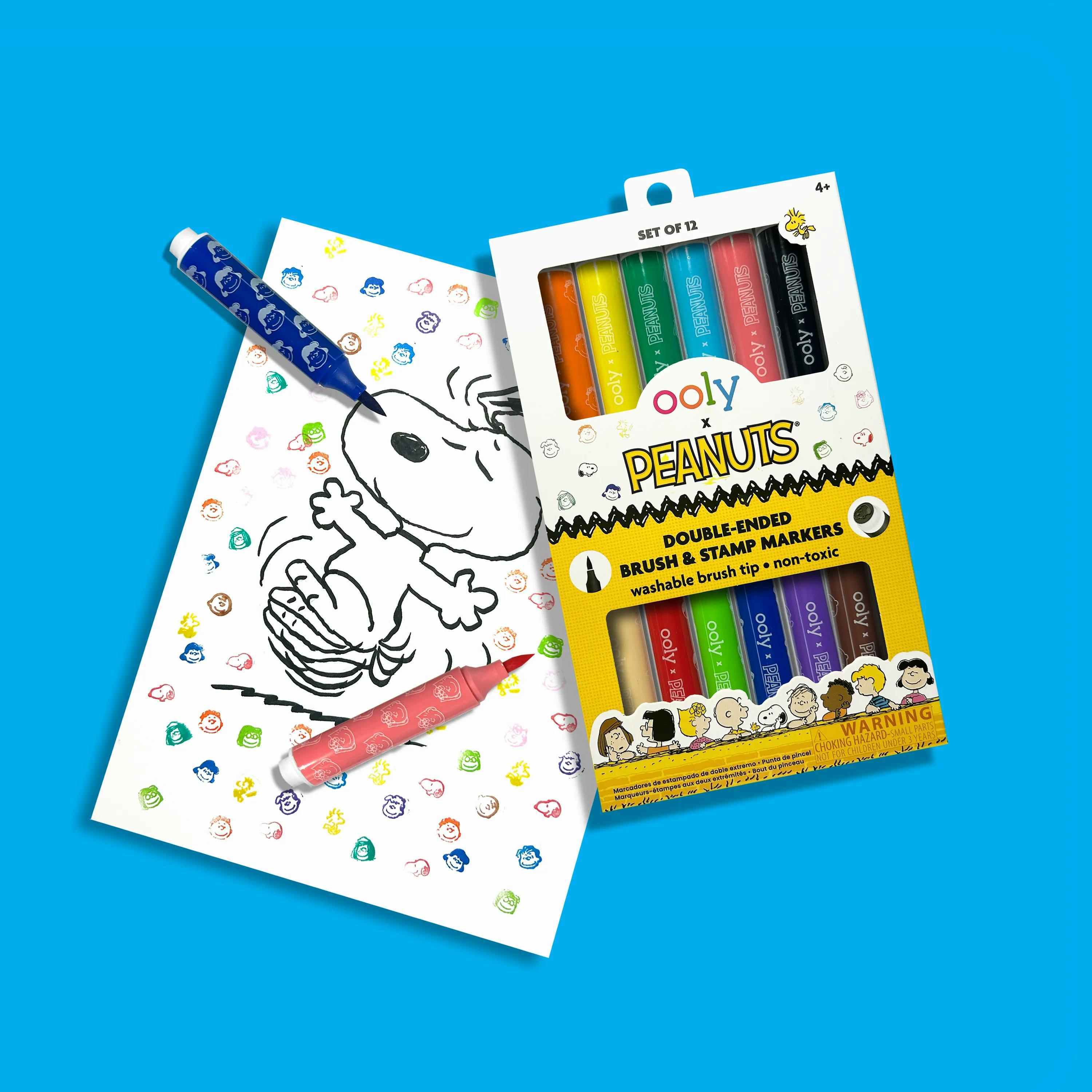 OOLY x Peanuts Double-Ended Brush & Stamp Markers - Set of 12