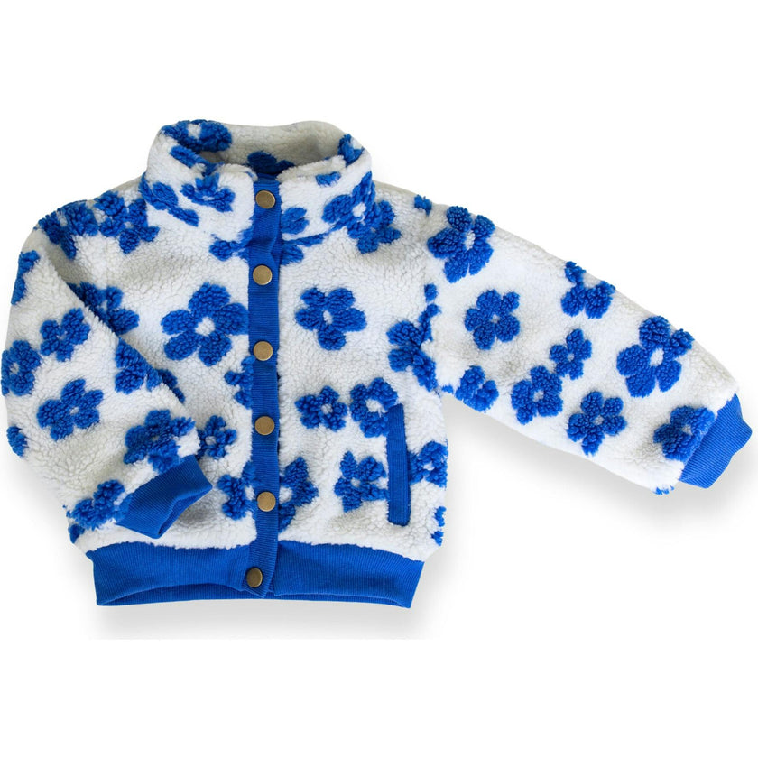 Flower Power Fleece Jacket, Blue