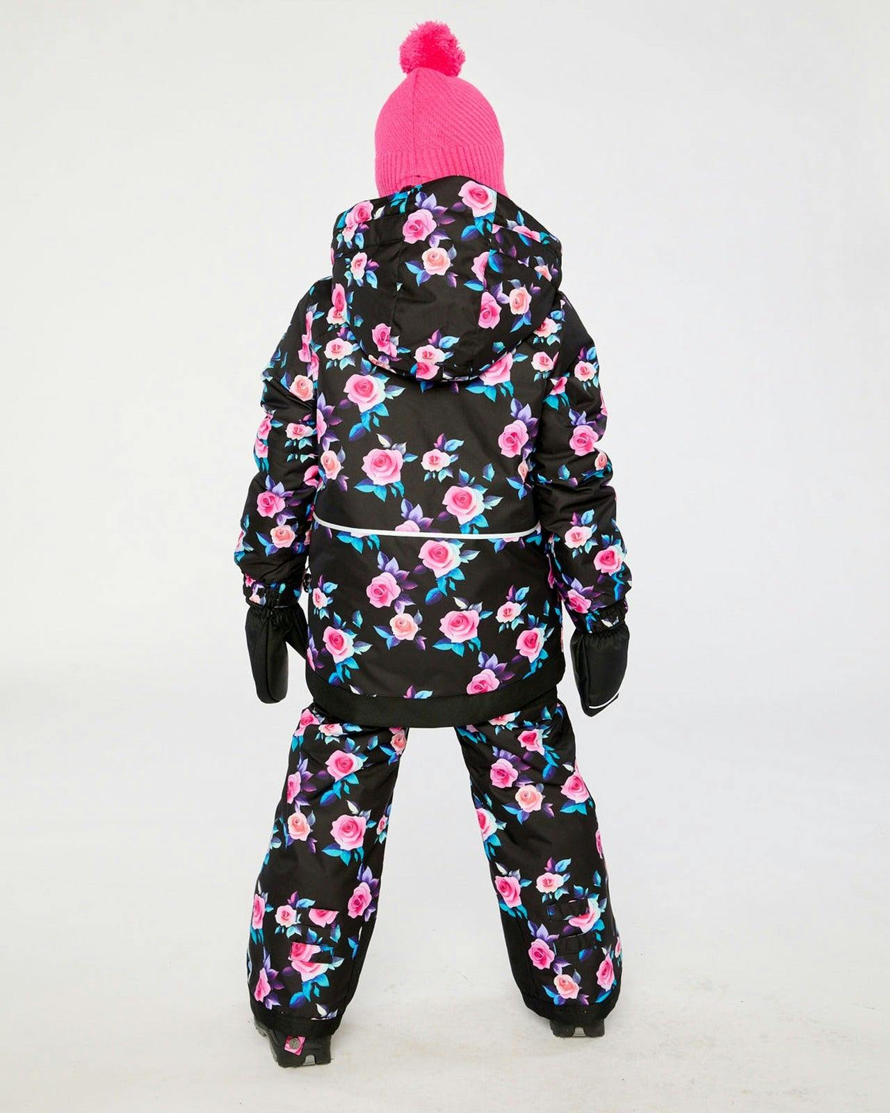 Two Piece Play Snowsuit Black Rose Print