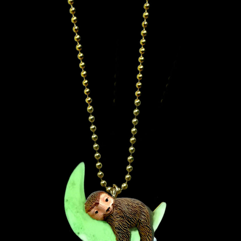 GLOW-IN-THE-DARK SLEEPY SLOTH NECKLACE