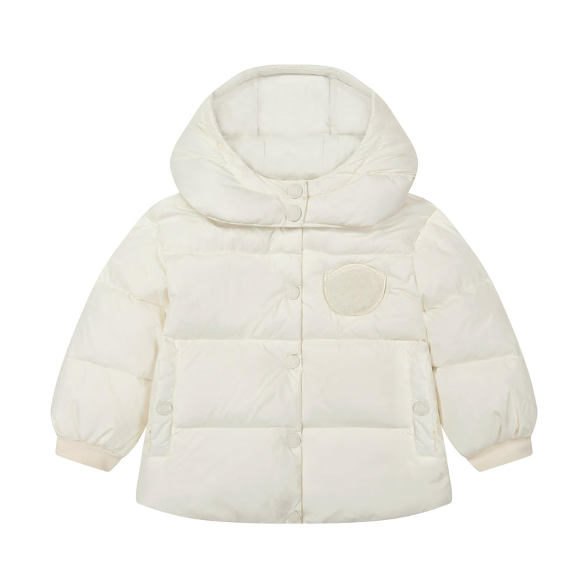 Baby Jacket with furry patch - Winter White