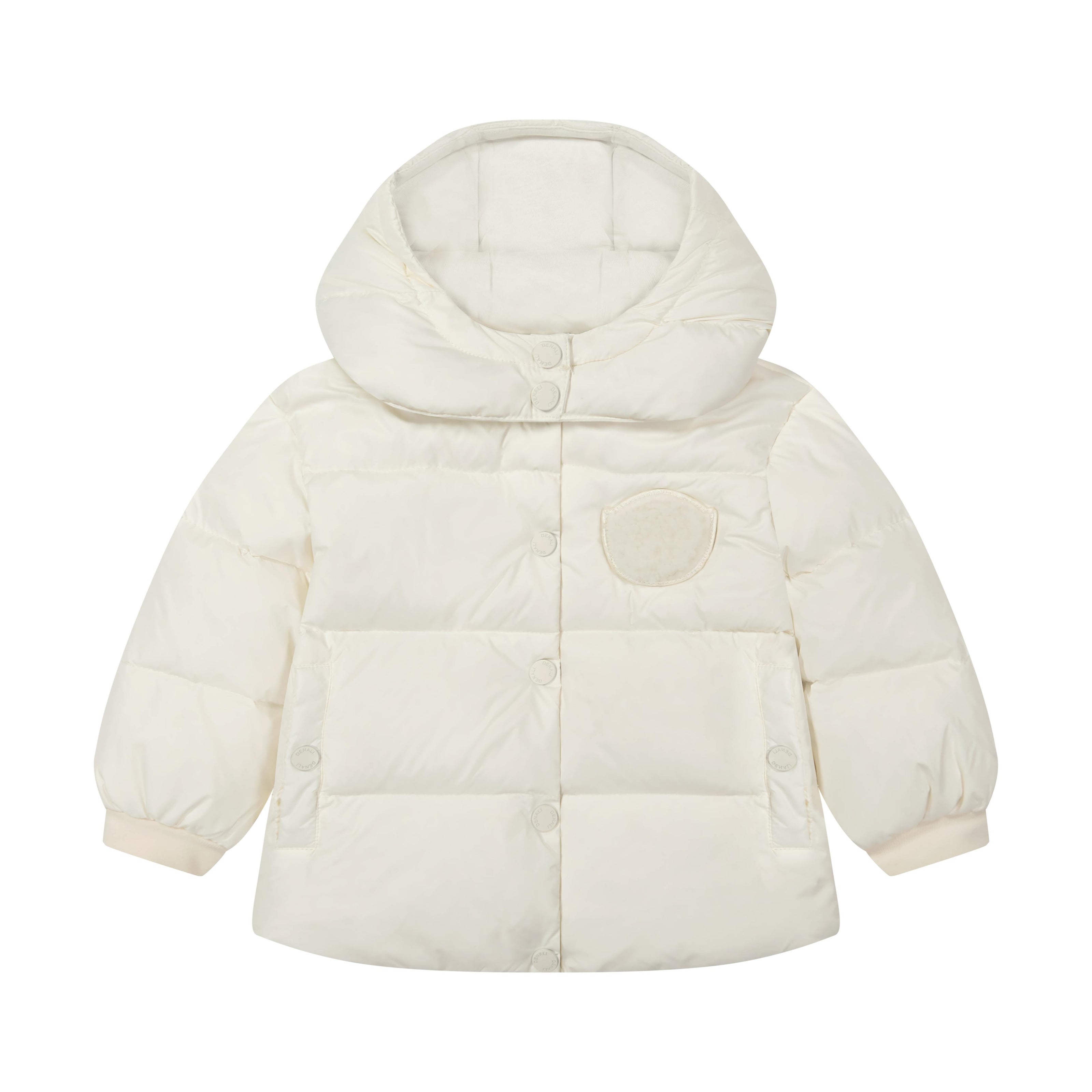 Baby Jacket with furry patch - Winter White