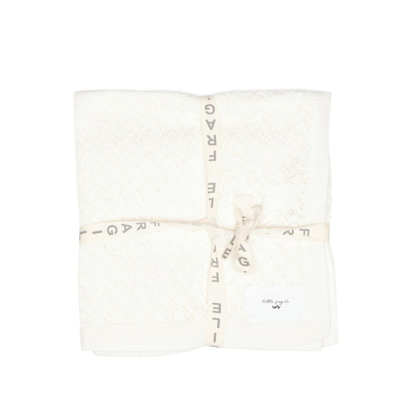 Lace Knit Blanket White