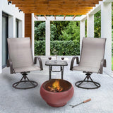 Outdoor 21" Wood Burning Fire Pit with Grill Grate and Faux Concrete Base