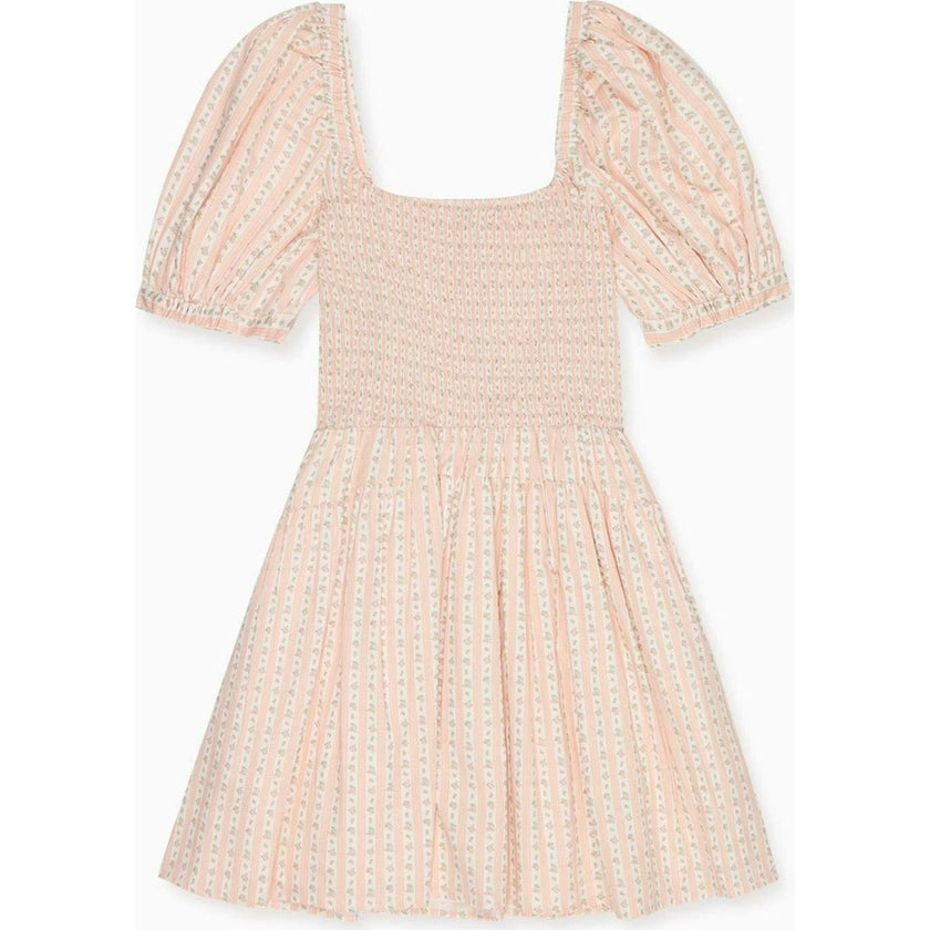 Pink Floral Stripe Sevilla Women Knee Length Dress