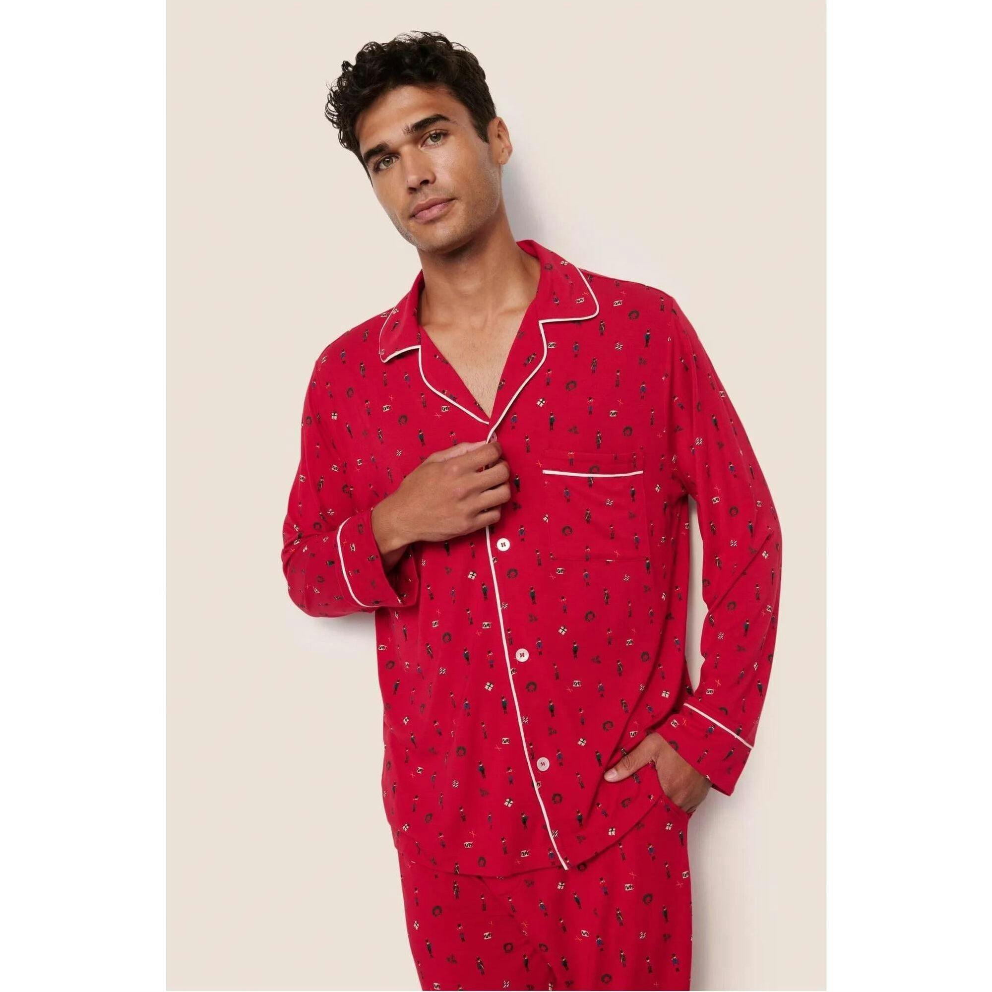 William Printed TENCEL Modal PJ Set, Red