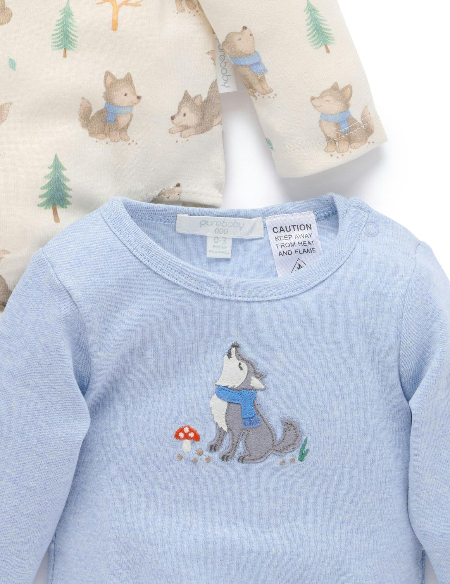 2 Pack Bodysuit Wolf Cub Print