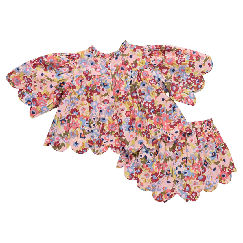 Baby Girls Scallop Misha 2-Piece Set - Burgundy Sketched Floral