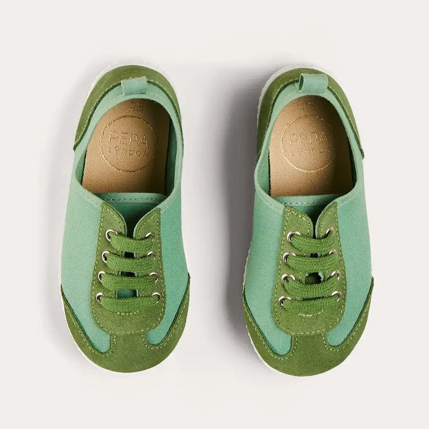 Canvas Lace Up Plimsols in Green (23-35EU)