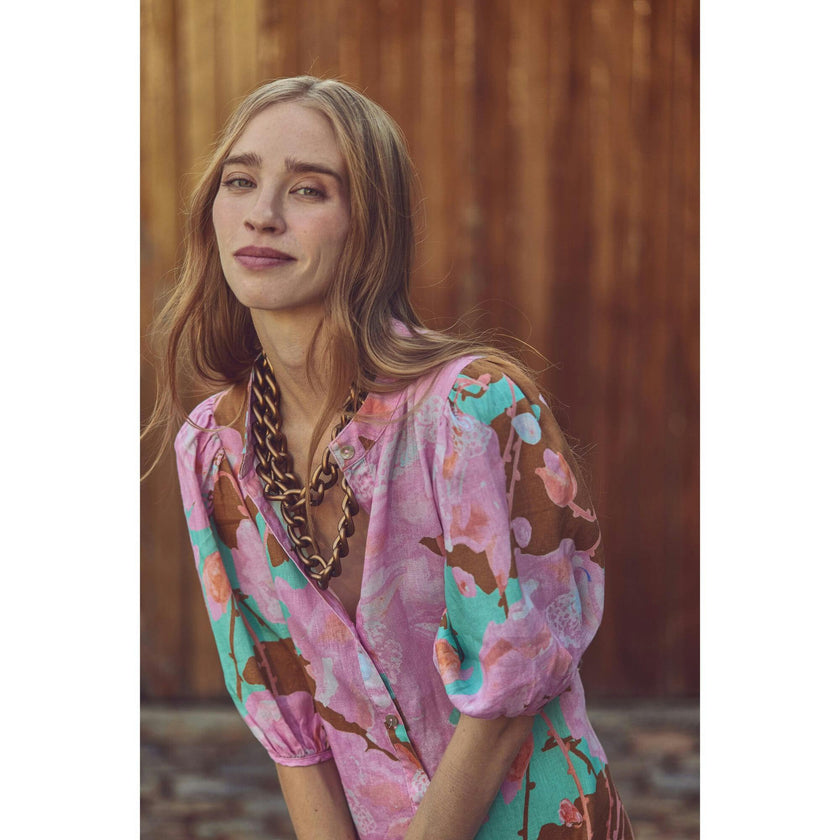 Bubble Linen Dress - Aquarela