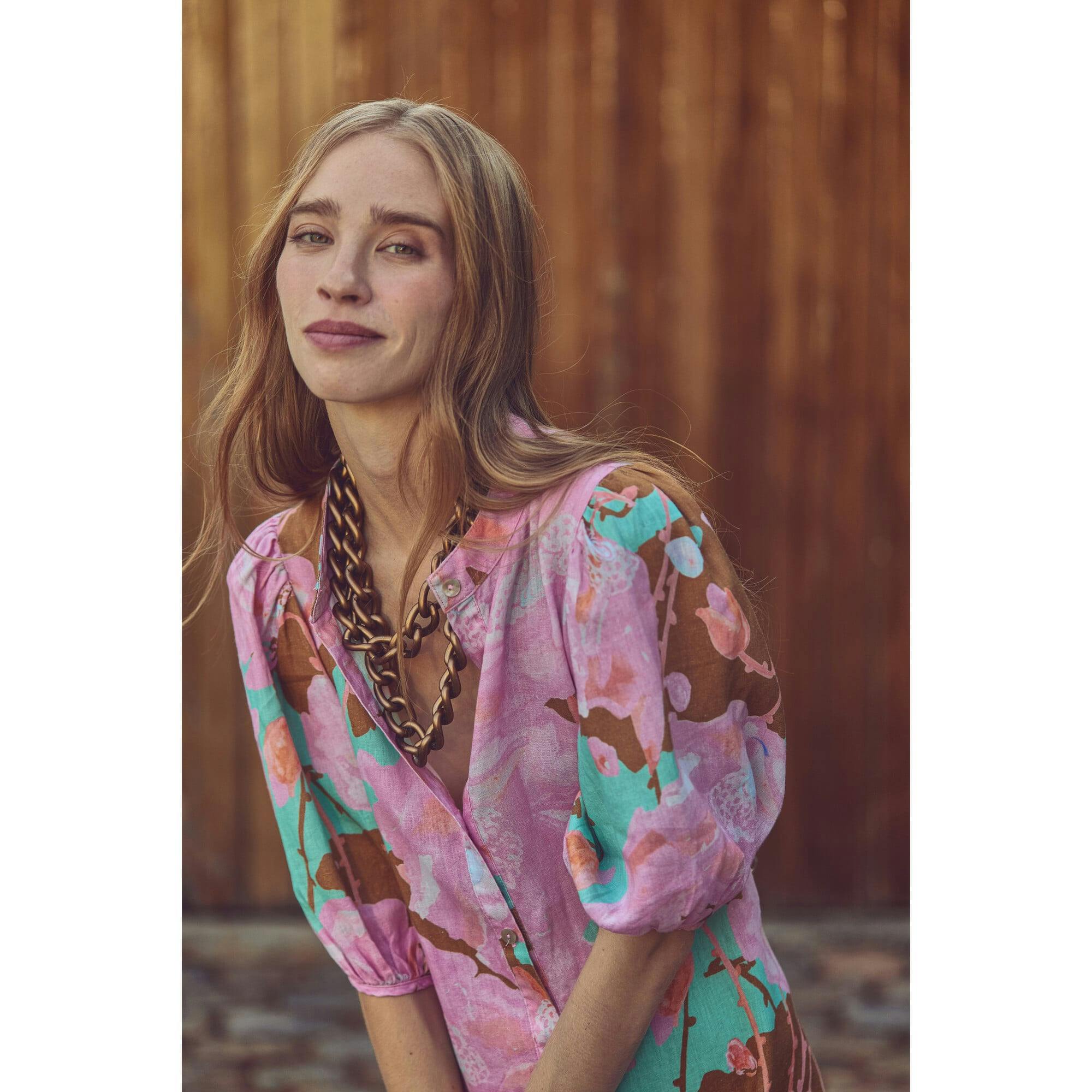 Bubble Linen Dress - Aquarela